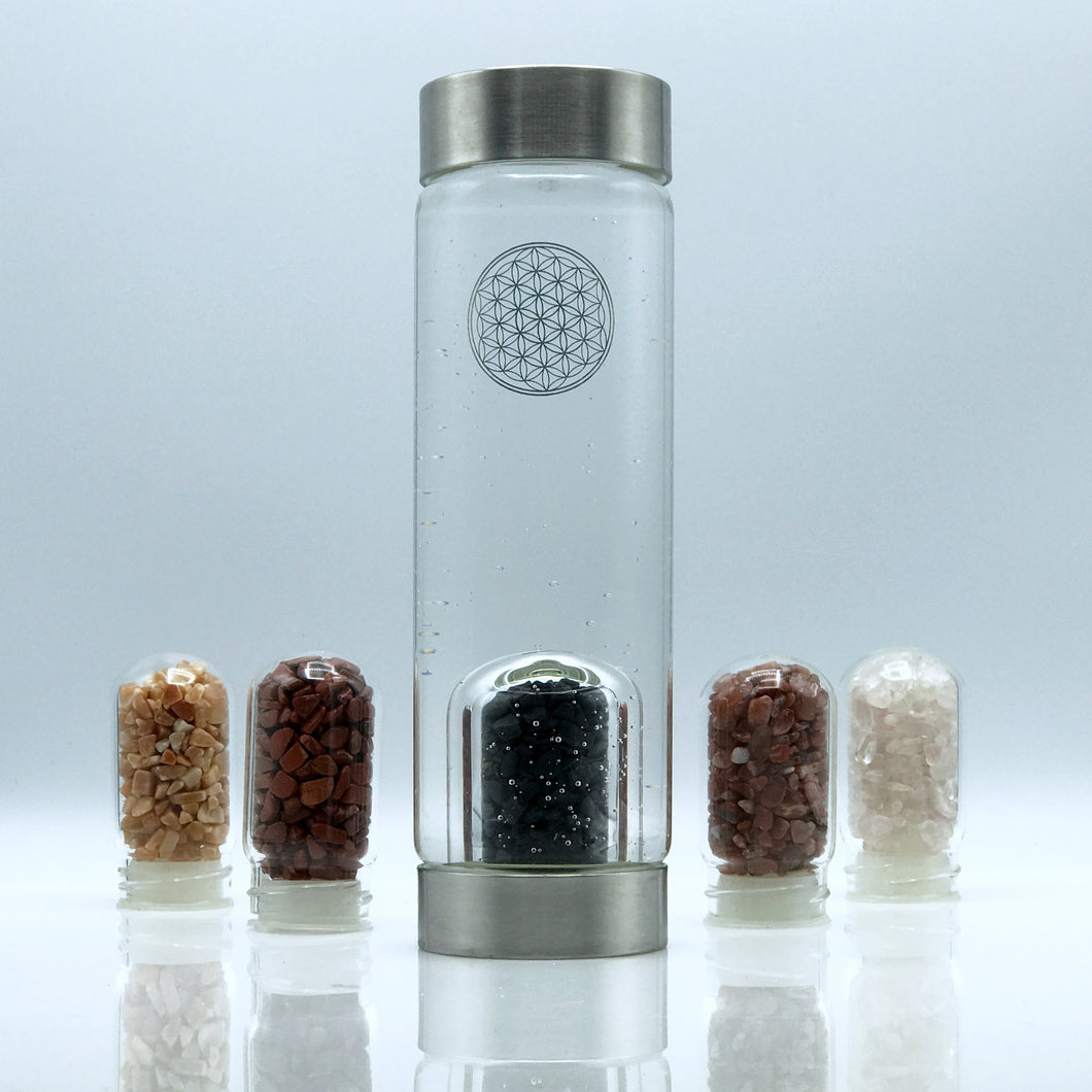Crystal Elixir Water Bottle Set | Gem Water, 12 Crystal Inserts Included